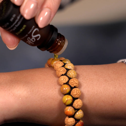 Koriander Ozeanischer Jaspis | Rotguss | Lavastein-Diffusor-Armband 