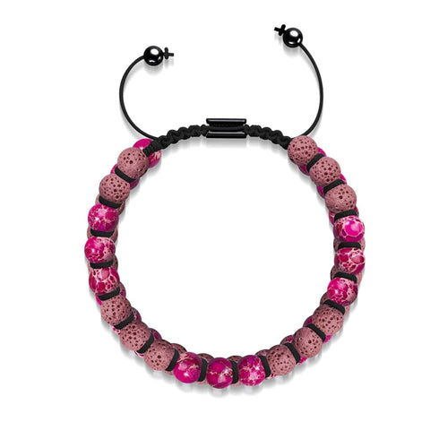 Fuchsiafarbener Ozeanjaspis | Rotguss | Lavastein-Diffusor-Armband 
