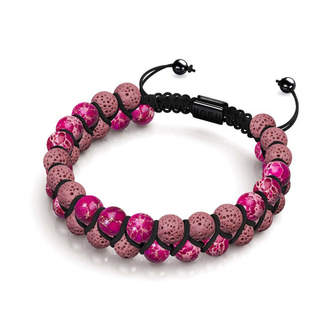 Fuchsiafarbener Ozeanjaspis | Rotguss | Lavastein-Diffusor-Armband 