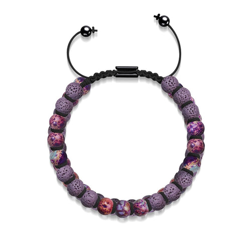 Lila Ozeanjaspis | Rotguss | Lavastein-Diffusor-Armband 