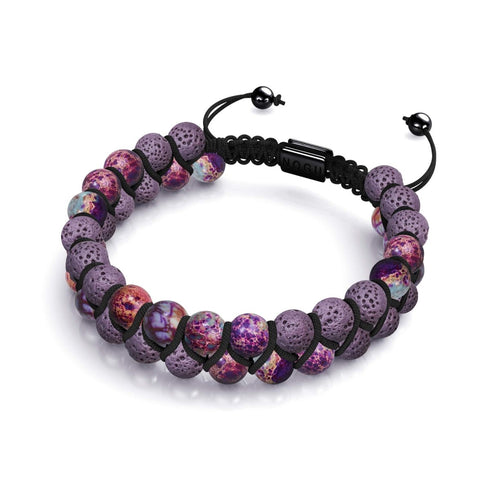 Lila Ozeanjaspis | Rotguss | Lavastein-Diffusor-Armband 