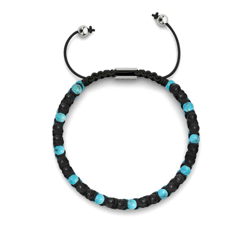 Türkis x Lavastein | 925er Sterlingsilber | Mini-Diffusor-Armband
