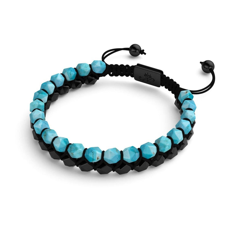 Türkis &amp; Schwarzer Achat | Rotguss | Doppeltes Geom-Armband
