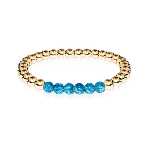 Herrlich | 18 Karat Gold | Blauer Kristall | Edelstein-Ausdrucksarmband 