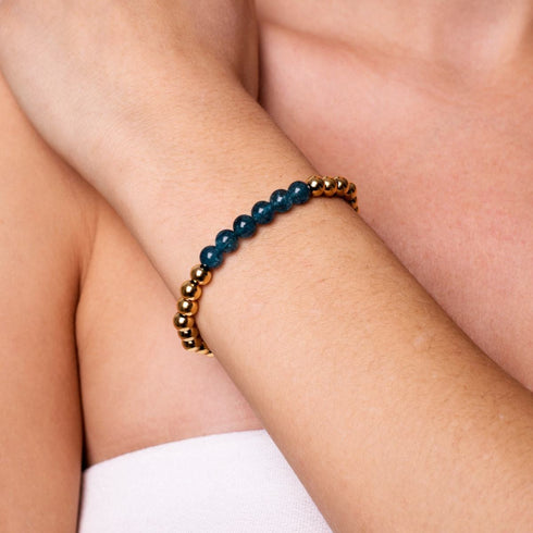 Herrlich | 18 Karat Gold | Blauer Kristall | Edelstein-Ausdrucksarmband 
