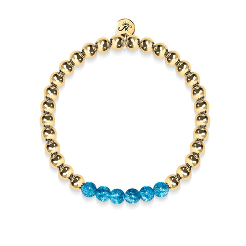 Herrlich | 18 Karat Gold | Blauer Kristall | Edelstein-Ausdrucksarmband 