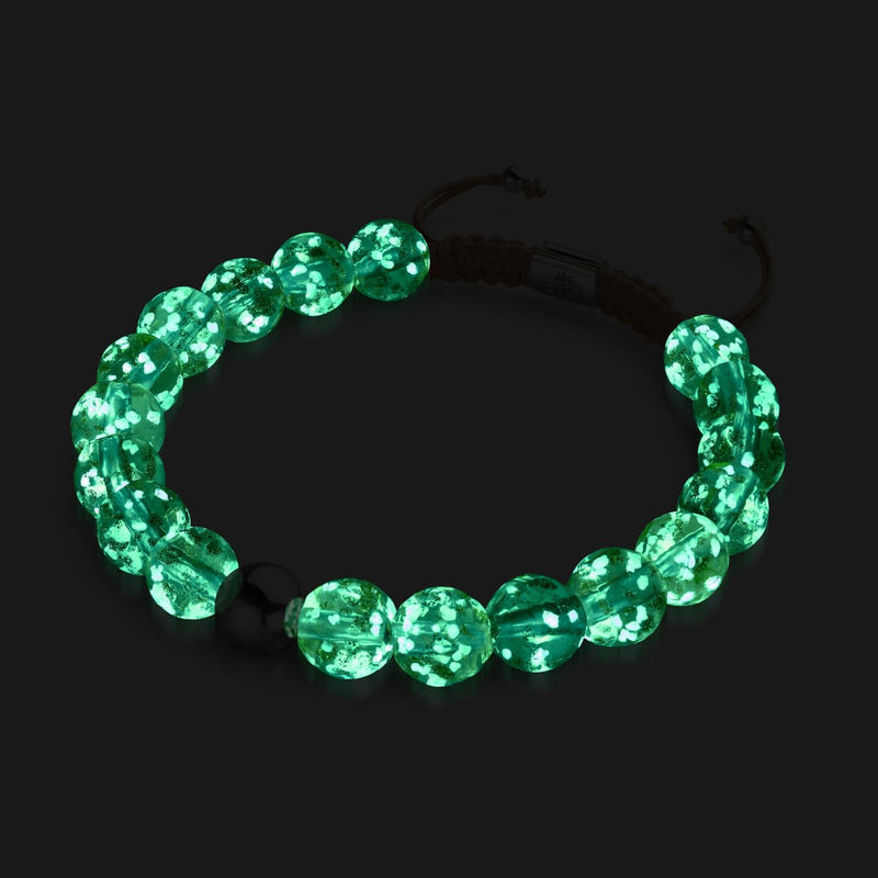 Bernstein | Silber | Glühwürmchen-Glas-Makramee-Armband 
