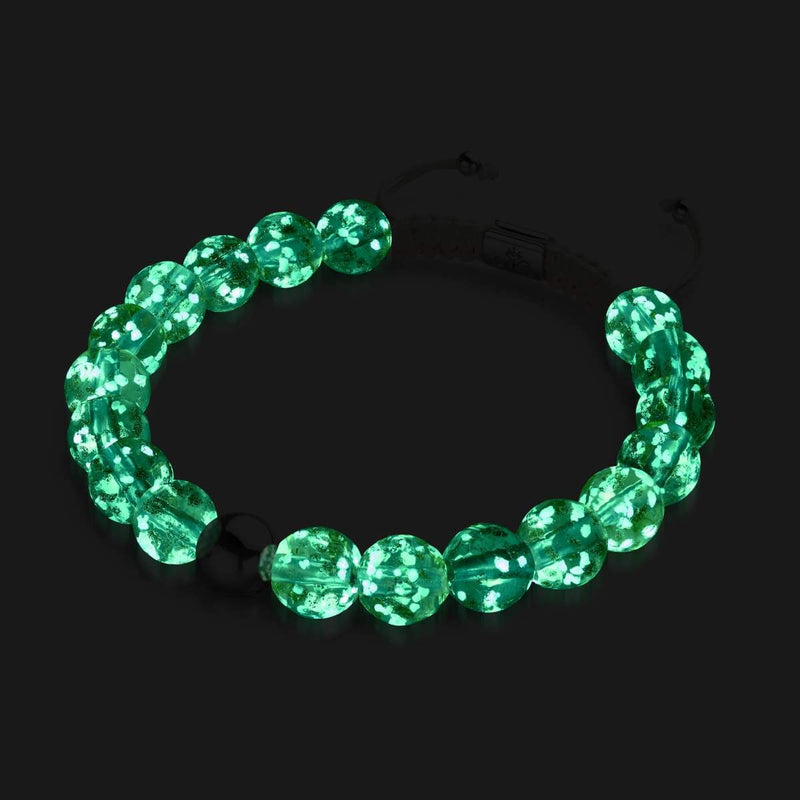 Lila | Silber | Glühwürmchen-Glas-Makramee-Armband