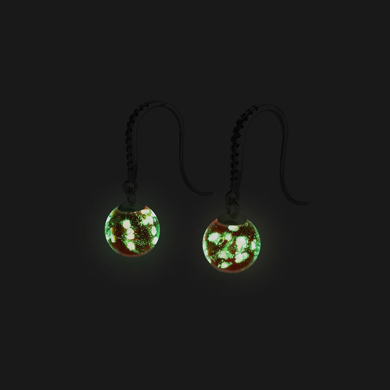 Rubin | 925er Sterlingsilber | Glühwürmchen-Glas-Huggie-Ohrringe