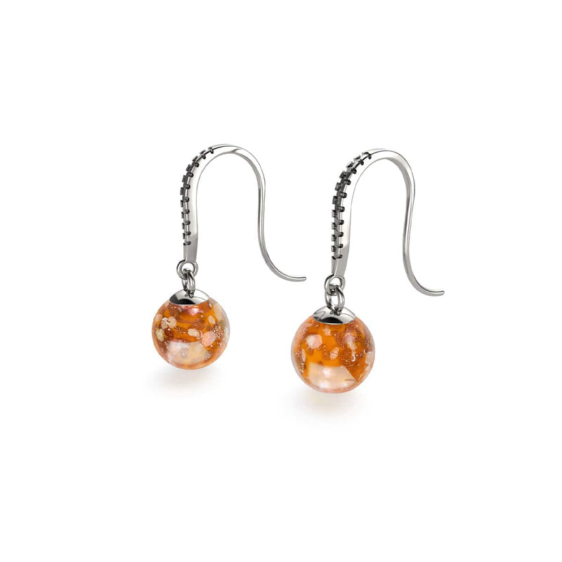 Mandarine | 925 Sterling Silber | Glühwürmchen-Glas-Huggie-Ohrringe