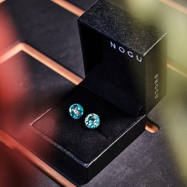 NOGU.studio - NOGU - Firefly Glass Earrings - Teal | .925 Sterling Silver | Firefly Glass Stud Earrings