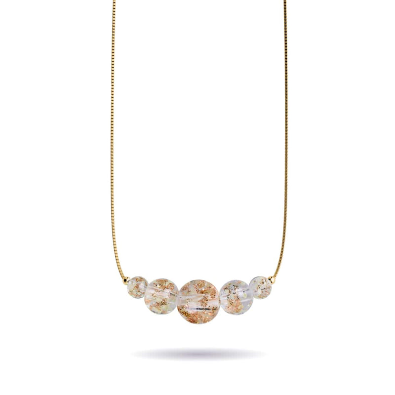 Alabaster | 925er Sterlinggold Vermeil | Glühwürmchen-Glas-Halskette mit Unendlichkeitsverschluss 