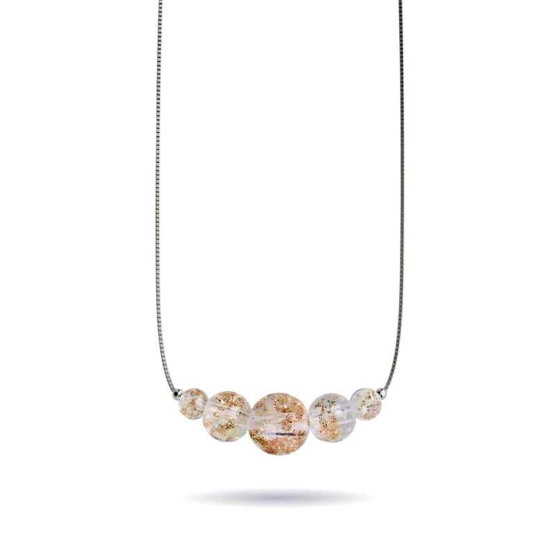 Alabaster | 925er Sterlingsilber | Glühwürmchen-Glas-Halskette mit Unendlichkeitsverschluss 