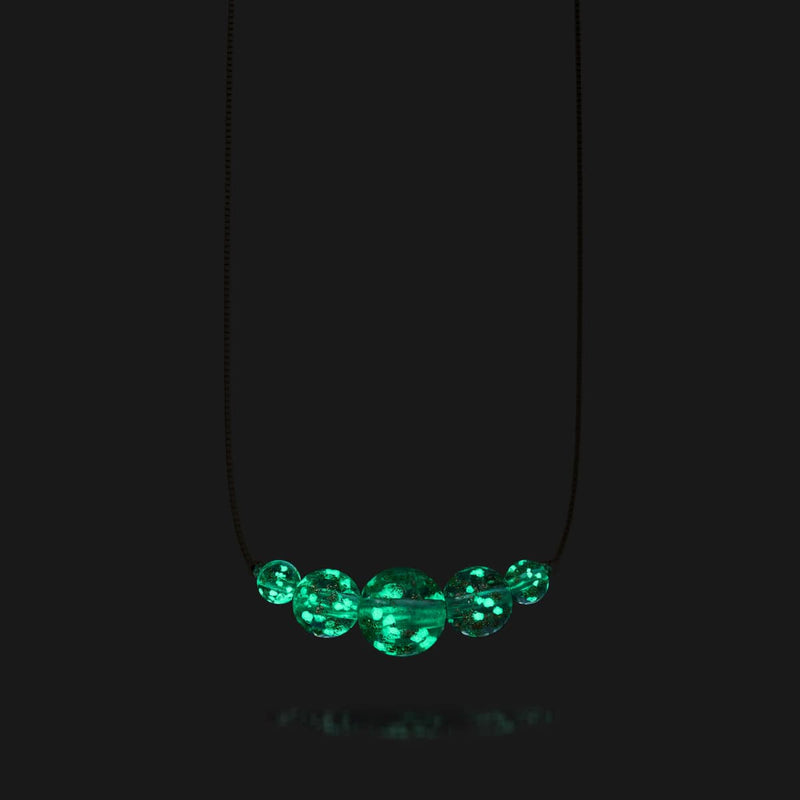 Arktisblau | 925 Sterling Silber | Glühwürmchen-Glas-Halskette mit Unendlichkeitsverschluss 