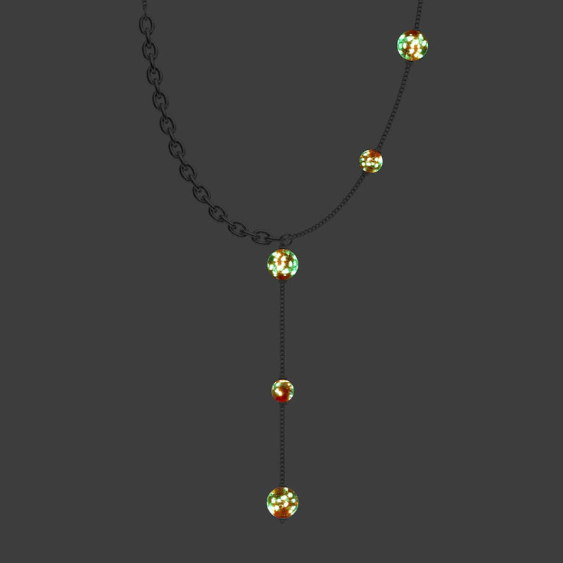 Purpurrot | Silber | Firefly Glas Kaskaden Doppelanhänger 