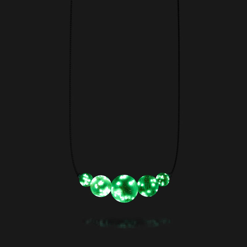 Immergrün | 925 Sterling Silber | Glühwürmchen-Glas-Halskette mit Unendlichkeitsverschluss 