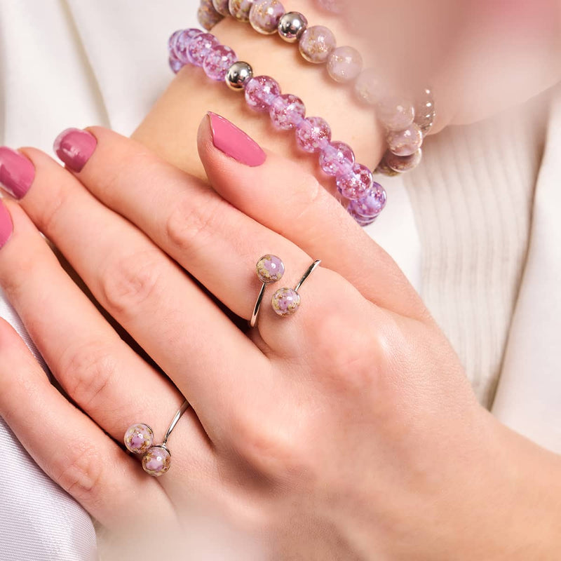 Immergrün | 925er Sterlingsilber | Glühwürmchenglas | Unendlichkeits-Helix-Ring 