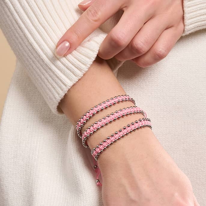 Silber x Kaugummi | Freundschaftsarmband mit Punkten 