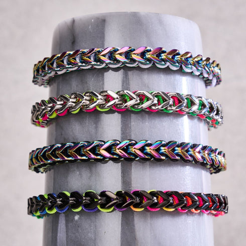 Schwarz x Einhorn Silber | Gaia Weizenkettenarmband