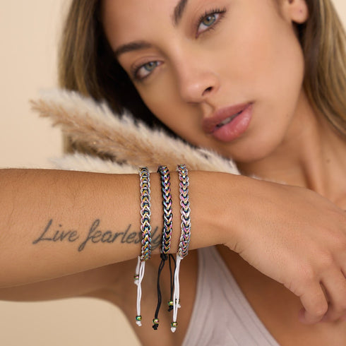 Schwarz x Einhorn Silber | Gaia Weizenkettenarmband