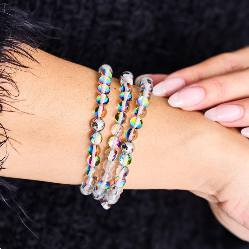 Aurora Burst | Silber | Galaxie Glasperlenarmband