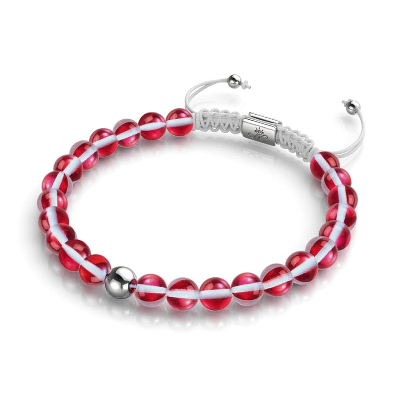 Blutmond | Silber | Galaxie Glas Makramee Perlen Armband 