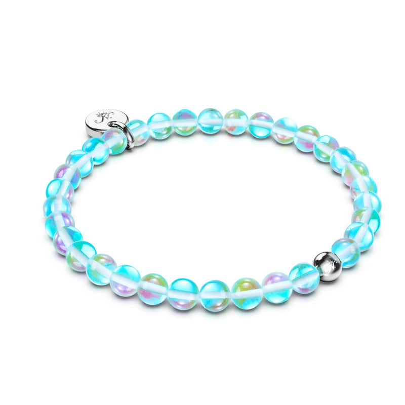 Blauer Nebel | 925 Sterling Silber | Galaxie Glasperlenarmband 