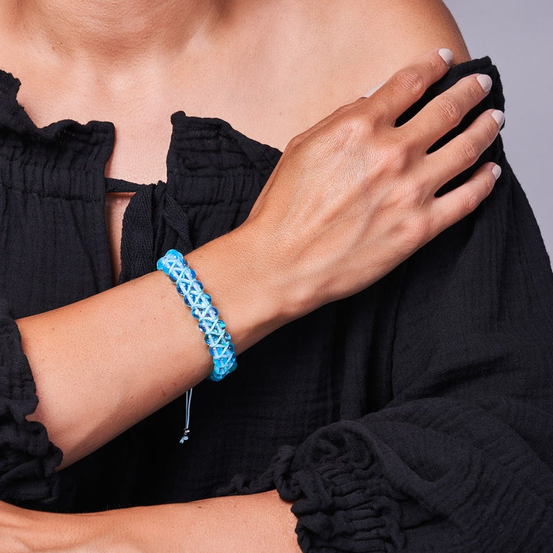 Blauer Nebel | Silber | Doppeltes Galaxie-Glasarmband