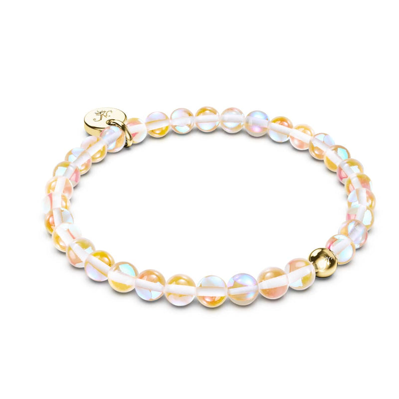 Champagner-Supernova | 925er Sterlinggold Vermeil | Galaxie-Glasperlenarmband 