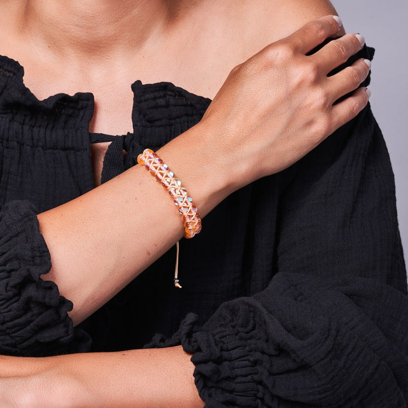 Champagner-Supernova | Silber | Doppeltes Galaxie-Glasarmband