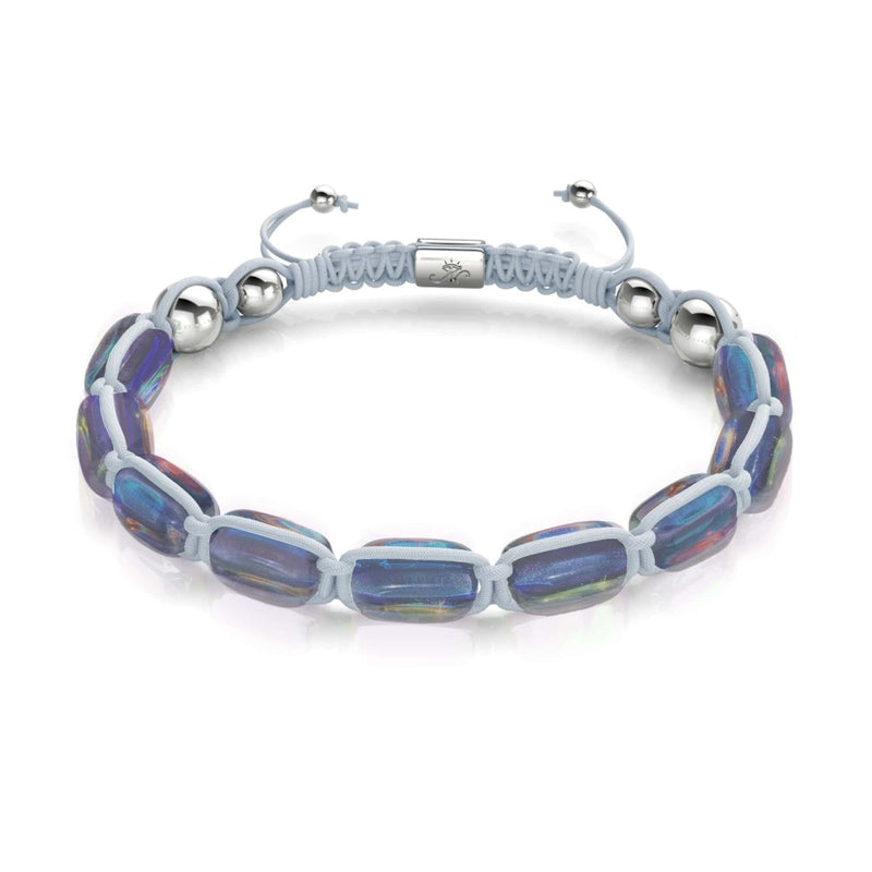 Milchstraße | Silber | Galaxie Glaskiesel Makramee Armband 
