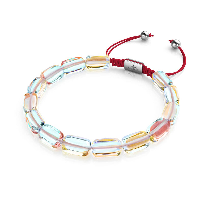 Mini-Regenbogen-Supernova-Galaxie-Glaskiesel x rotes Schnurarmband 