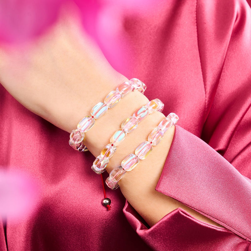 Mini-Regenbogen-Supernova-Galaxie-Glaskiesel x rotes Schnurarmband 