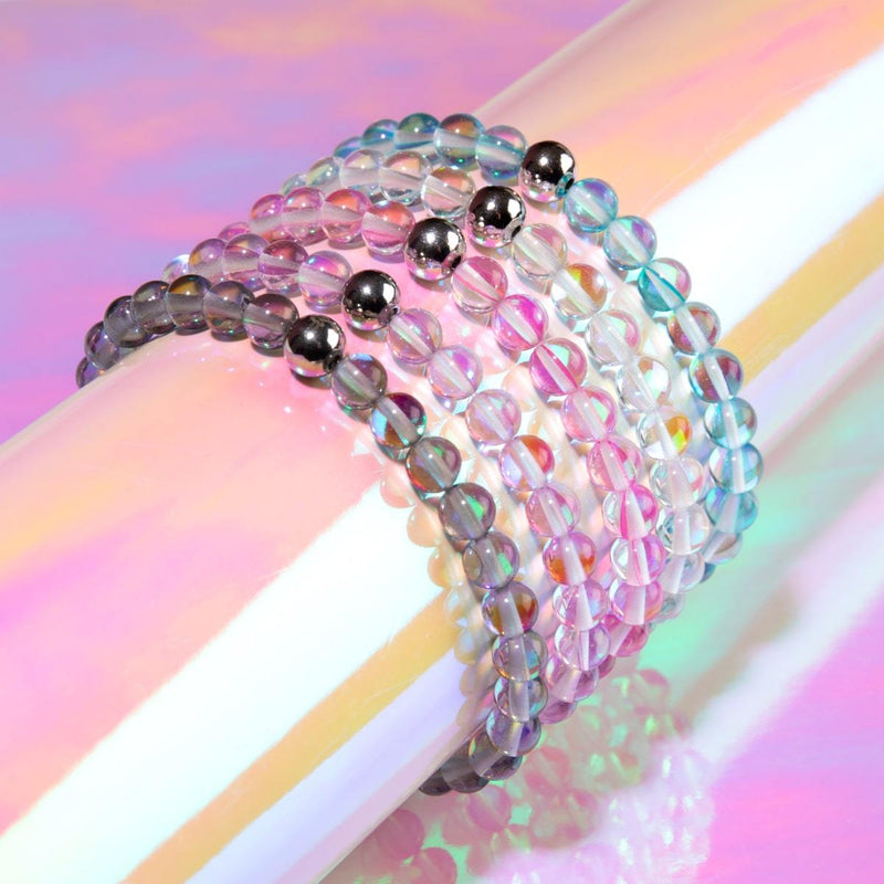 Rosa Nebel | 925 Sterling Silber | Galaxie Glasperlenarmband 