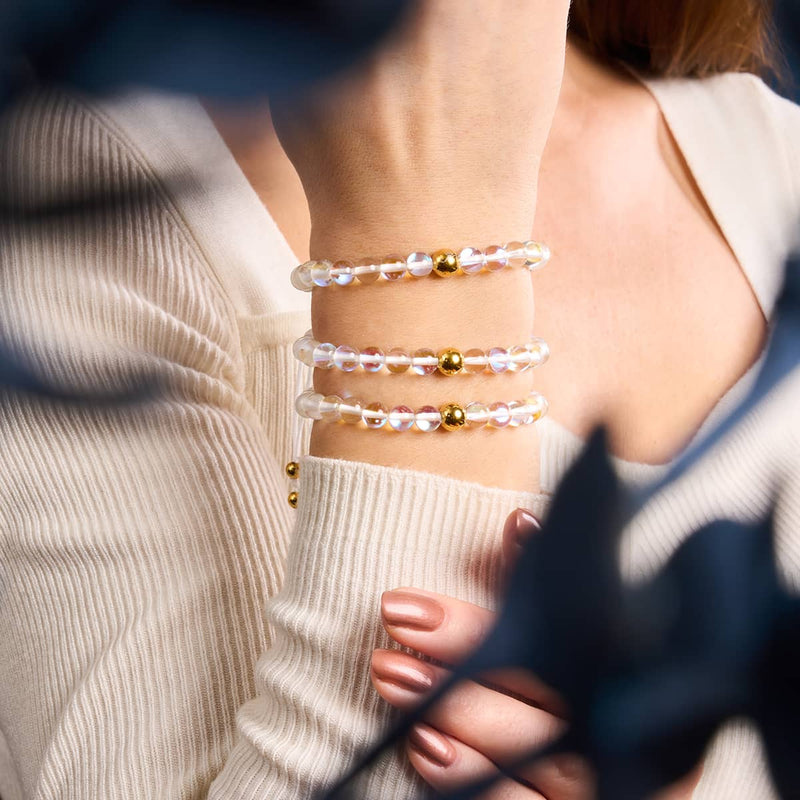 Regenbogen Supernova | Gold | Galaxie Glas Makramee Perlen Armband 