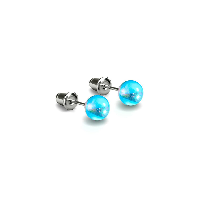 Blauer Nebel | 925 Sterling Silber | Galaxie Glas Mini Ohrstecker 
