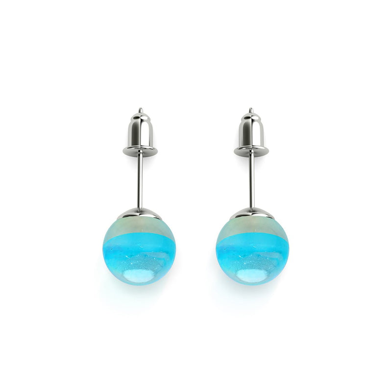 Blauer Nebel | 925 Sterling Silber | Galaxie Glas Ohrstecker 