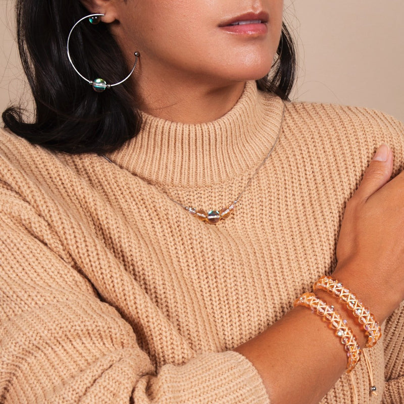 Champagner-Supernova | Silber | Galaxie-Glas-Creolen 