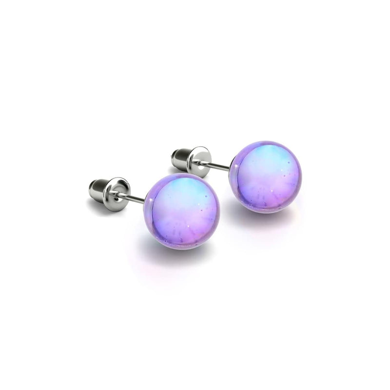 Kosmisches Lila | 925 Sterling Silber | Galaxie Glas Ohrstecker 