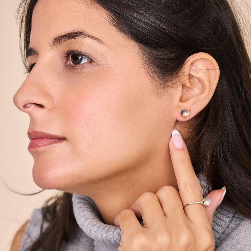 Terra | 925 Sterling Silber | Galaxy Glas Mini Ohrstecker 