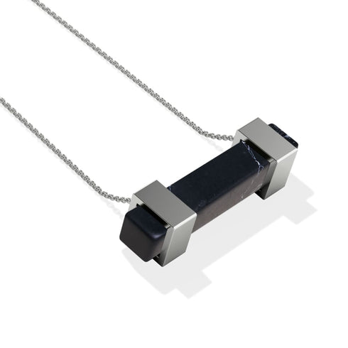 Schwarzer Achat | Silber | Edelstein-Halskette 