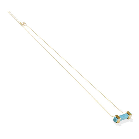 Türkis | Gold | Edelstein-Bar-Halskette 