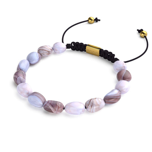Botswana-Achat | Gold | Edelstein-Kiesel-Makramee-Armband