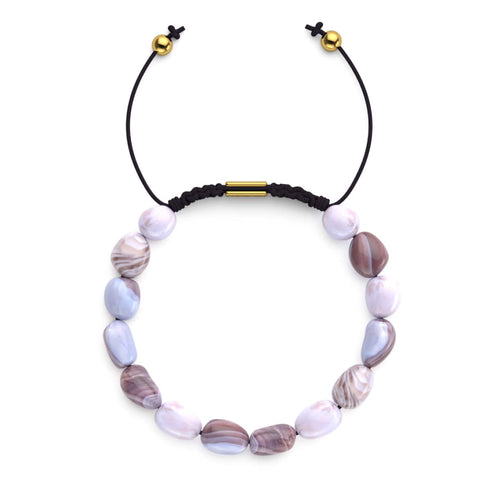 Botswana-Achat | Gold | Edelstein-Kiesel-Makramee-Armband