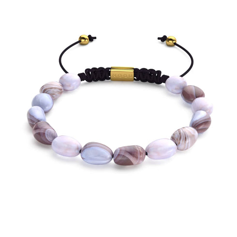 Botswana-Achat | Gold | Edelstein-Kiesel-Makramee-Armband