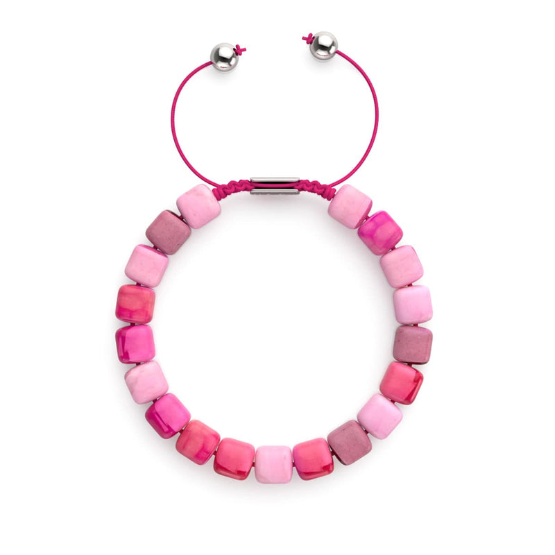 Fuchsia Achat | Silber | Edelstein-Kieselstein-Makramee-Armband