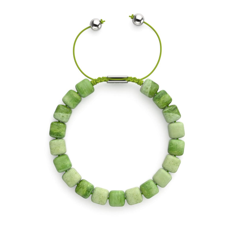 Olivenquarz | Silber | Edelstein-Kieselstein-Makramee-Armband