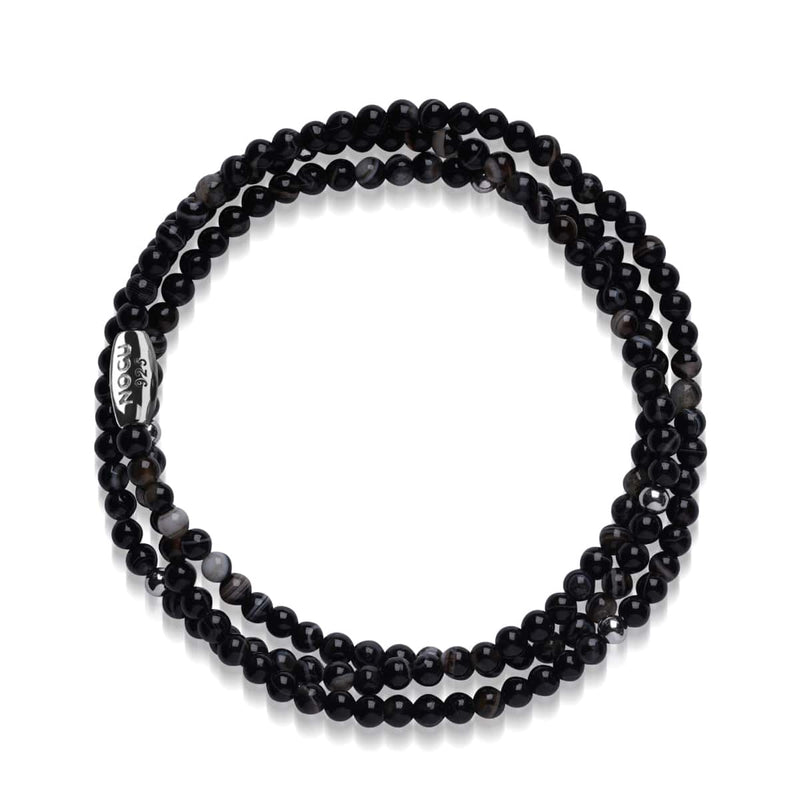 Schwarzer Linienachat | 925er Sterling | Edelstein-Wrap 