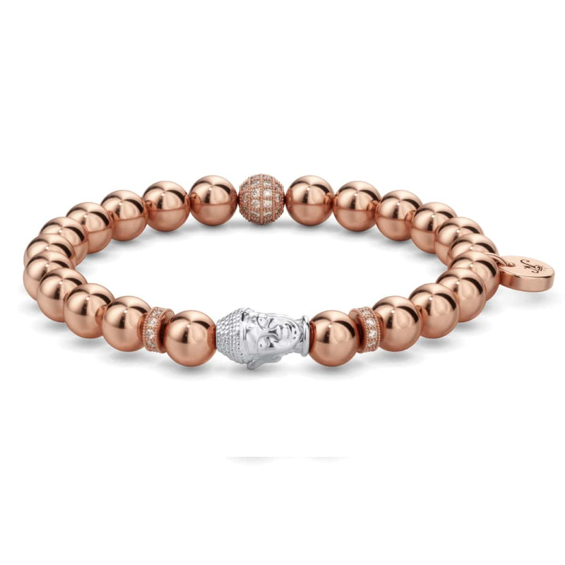18 Karat Roségold und Silber | Vergoldetes Buddha-Armband
