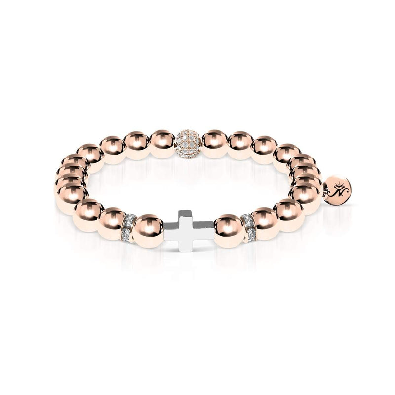 18 Karat Roségold und Silber | Vergoldetes Kreuzarmband